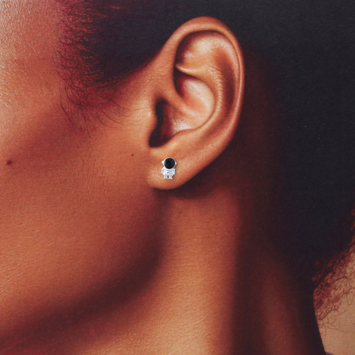 Aiming For The Moon Astronaut Planet Earrings Silver