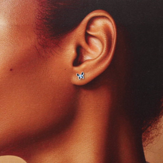 For My Beautiful Friend Blue Enamel Butterfly Earrings