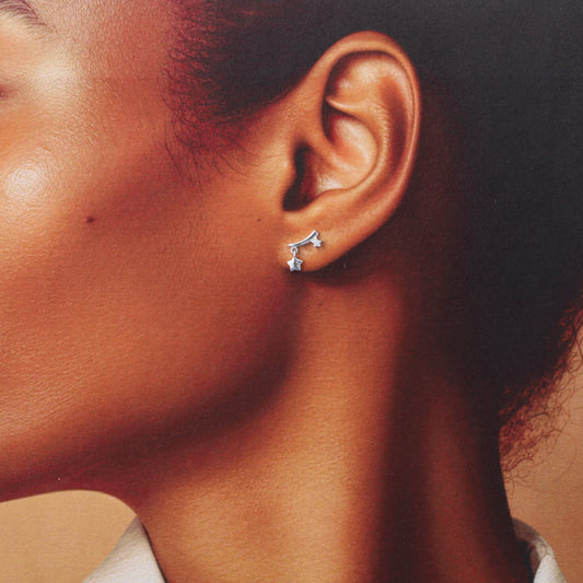 Shoot For The Stars Land Hanging Stars Earrings Silver
