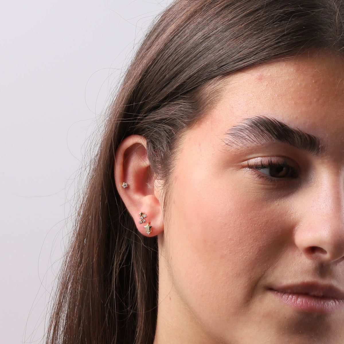 Shine Bright Asymmetrical Star Cluster Earring Silver