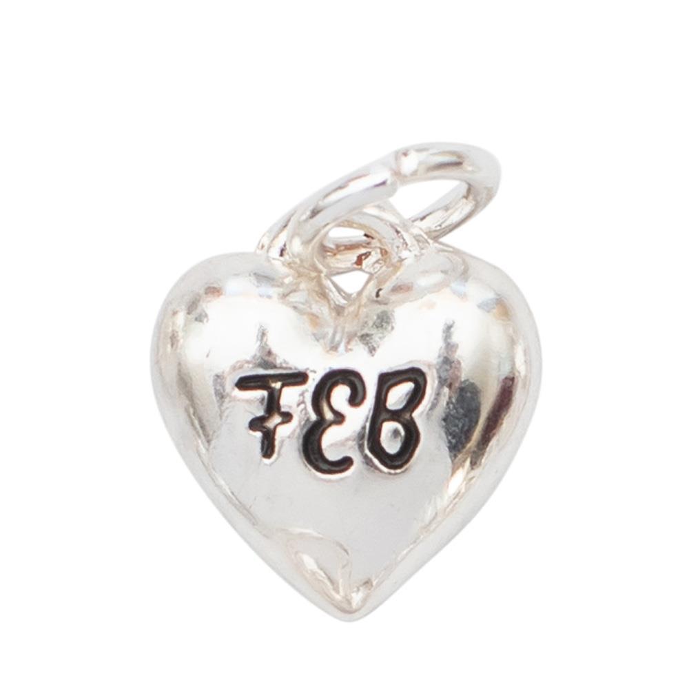 Birth Month Engraved Silver Heart Charm