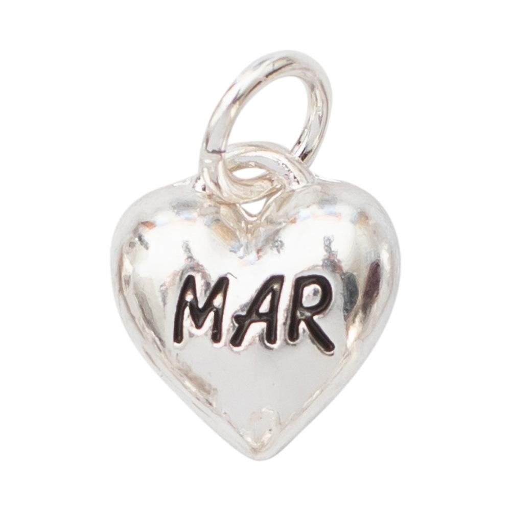 Birth Month Engraved Silver Heart Charm