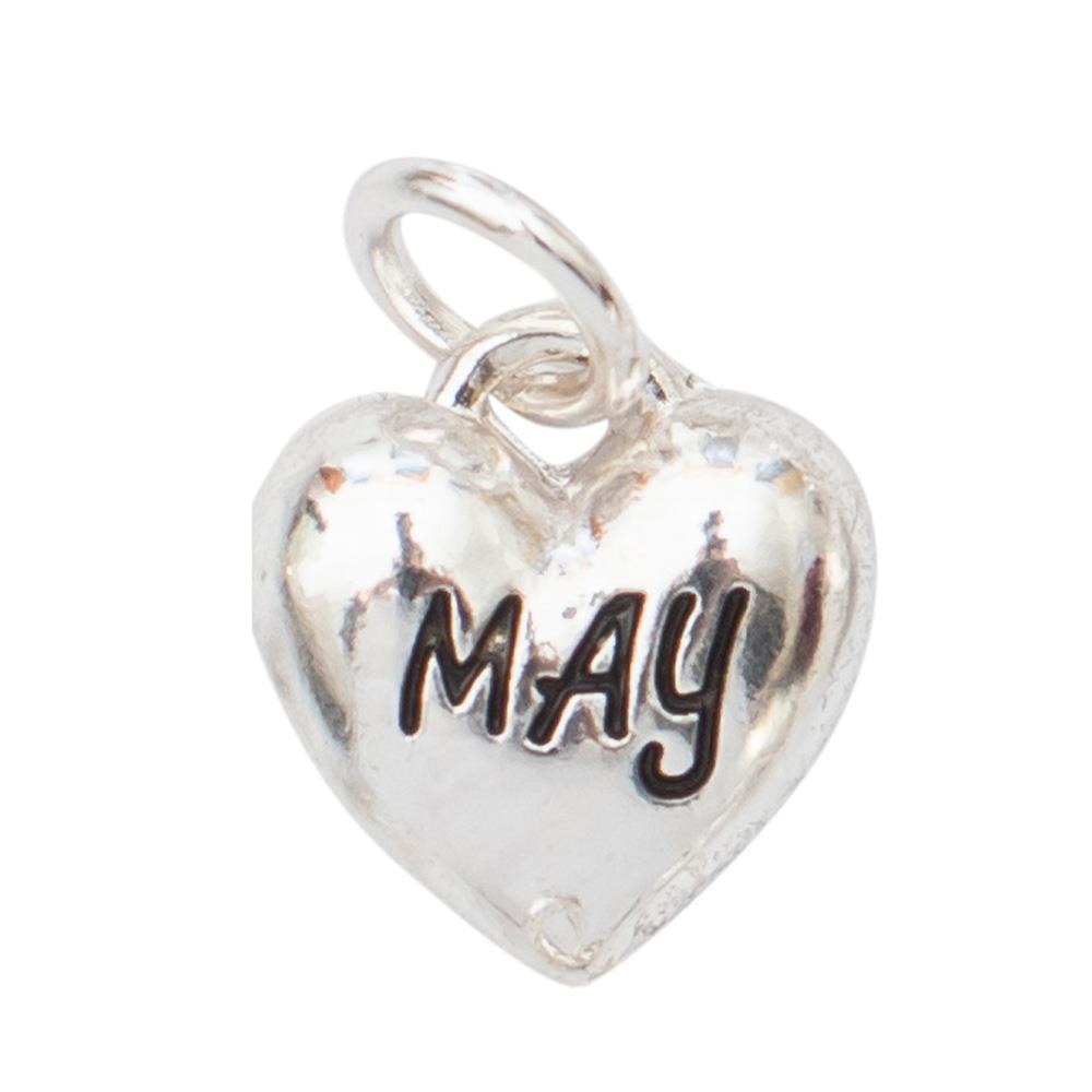 Birth Month Engraved Silver Heart Charm