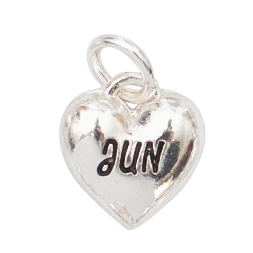 Birth Month Engraved Silver Heart Charm