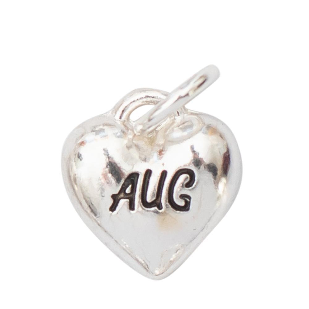 Birth Month Engraved Silver Heart Charm