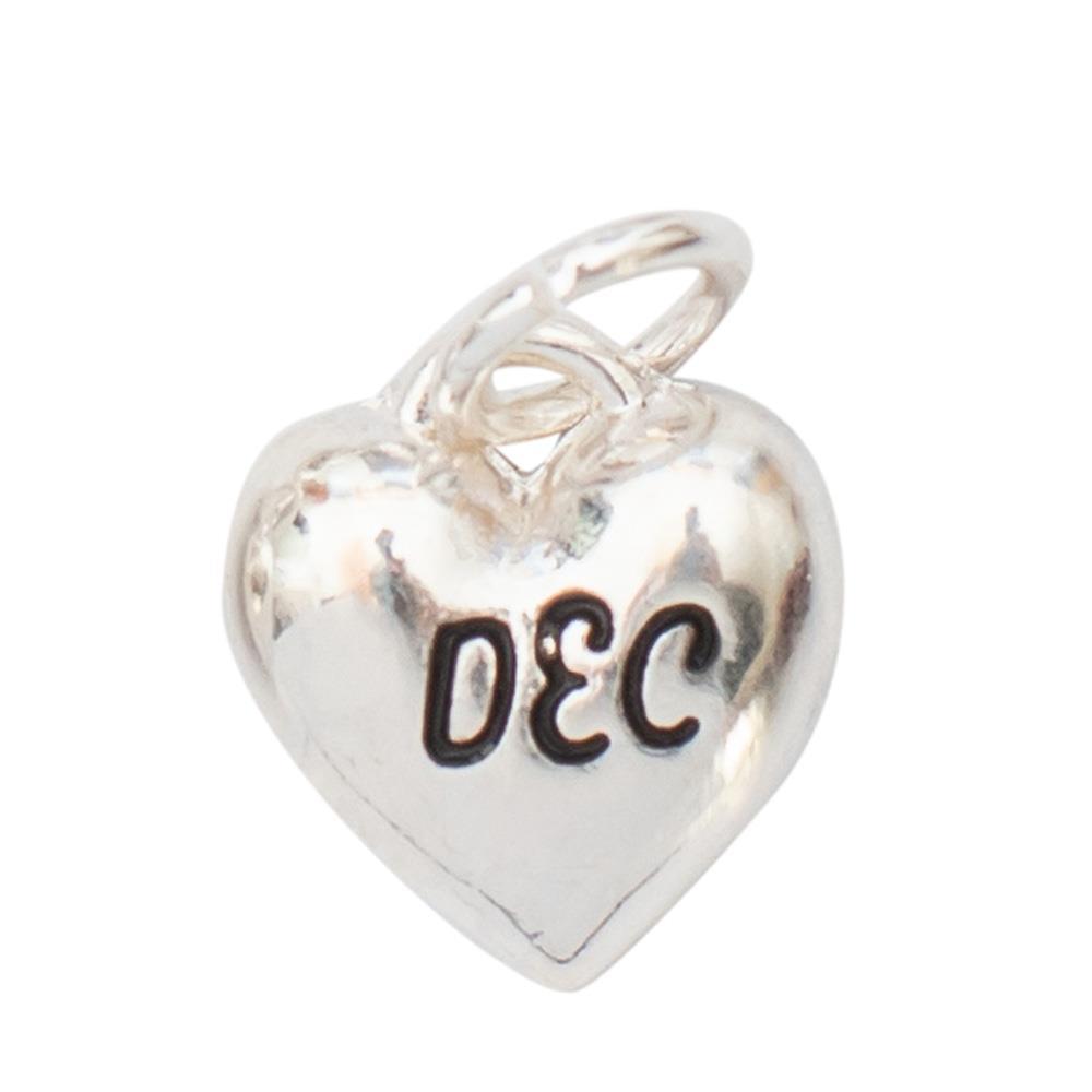 Birth Month Engraved Silver Heart Charm