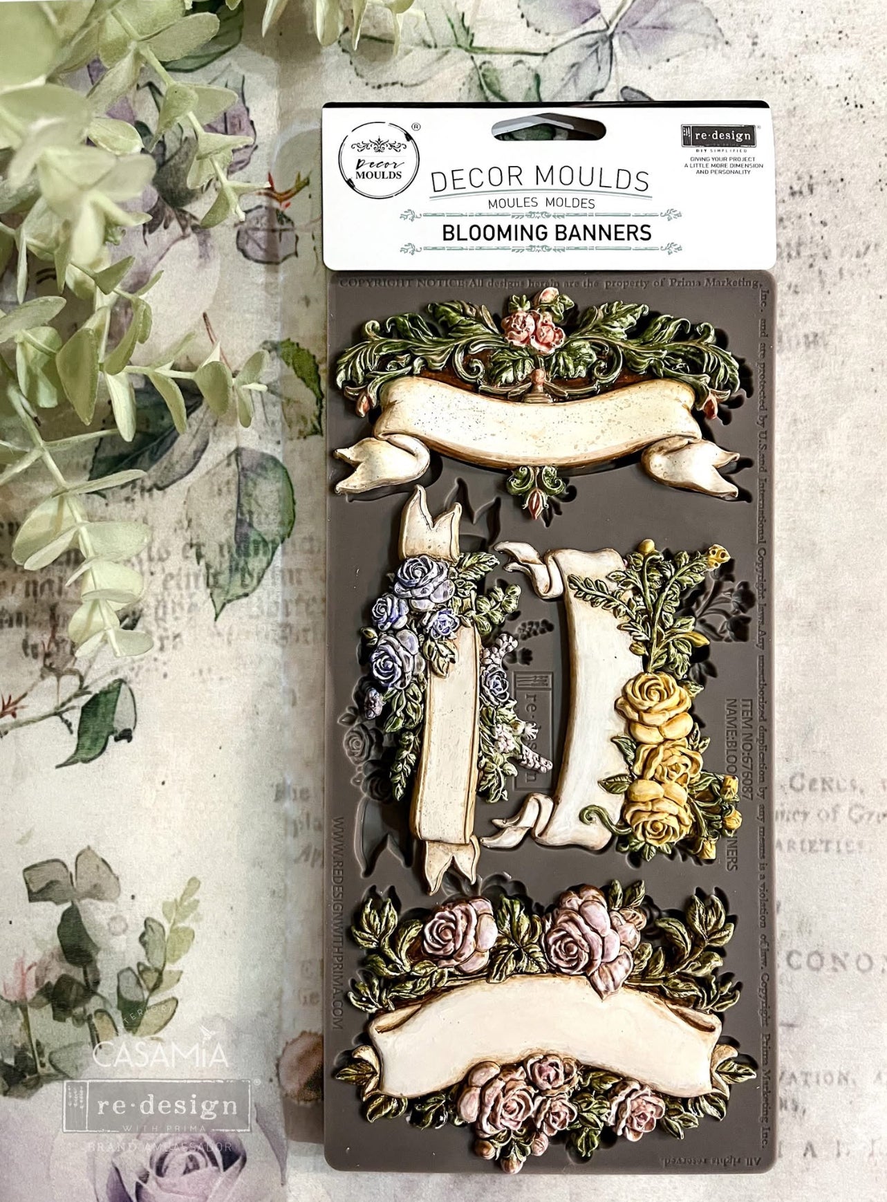 Re-Design With Prima® Decor Mould -  Bloomin Banners 5x10"