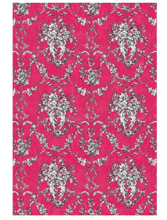 Calambour - Fuschia and Black Ornament A3 Rice Paper