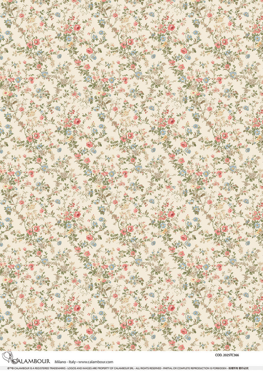 Calambour : Spring Cream Florals Pattern 2025 A3 Rice Paper