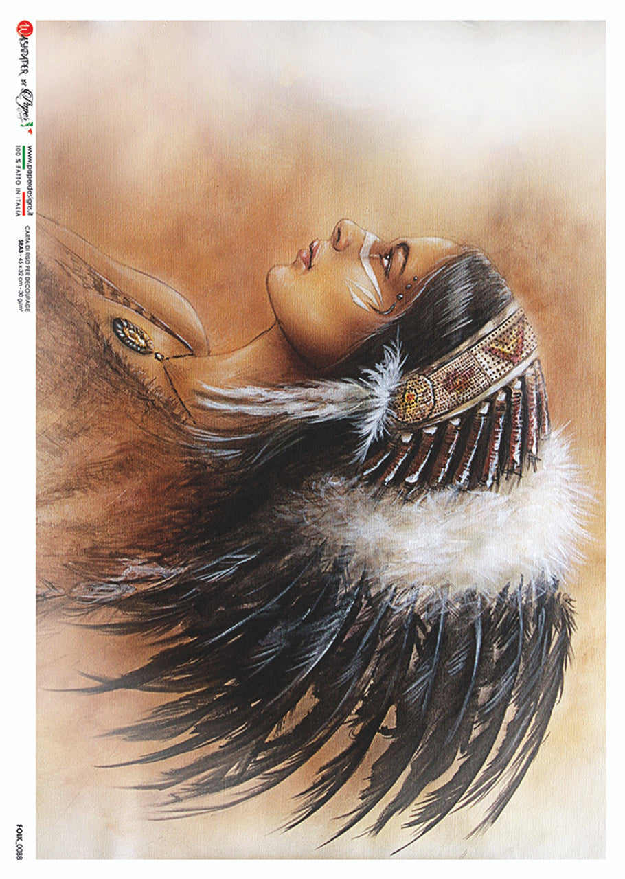 Paper Designs Native American Woman Profile