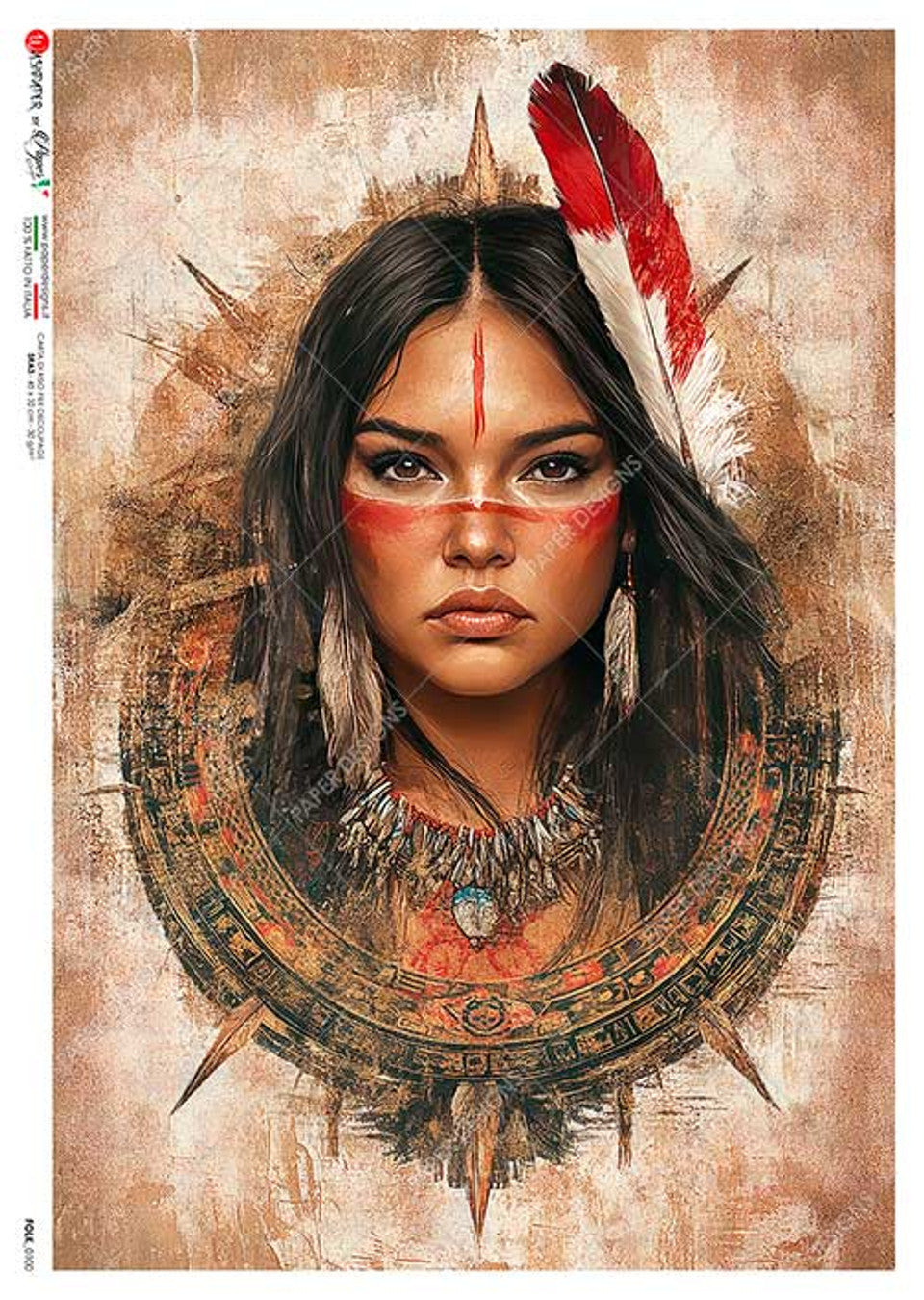 Paper Designs Native American Woman Tribal A4 Rice Paper