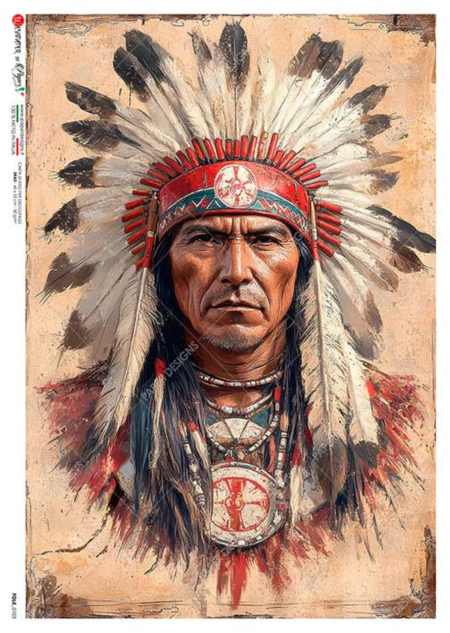 Paper Designs Rice Paper Native American Warrior II A4
