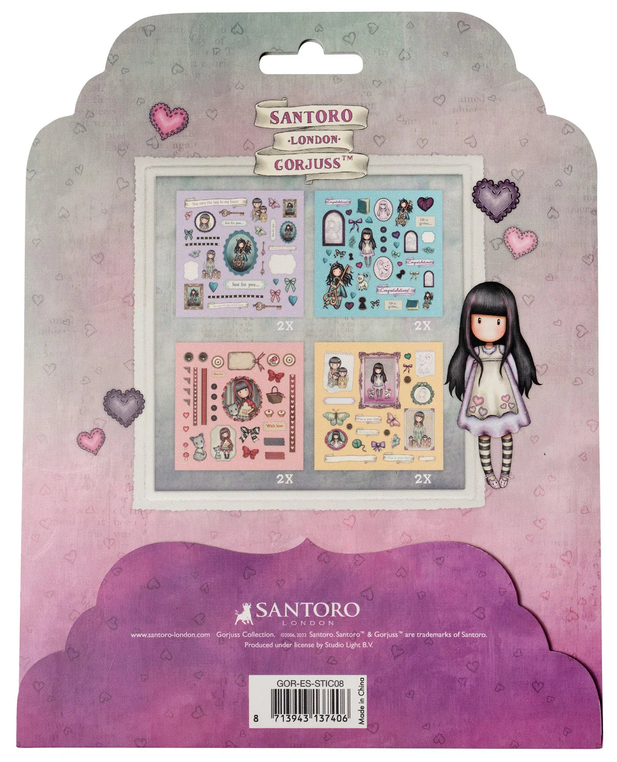 Santoro London Gorjuss Sticker Sheets You ARe the Key to My