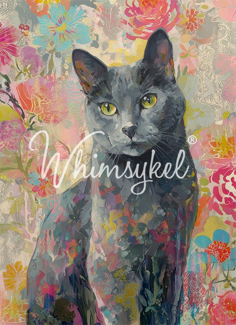 Whimsykel Designs : Decoupage Paper : Grey Cat 21x29"
