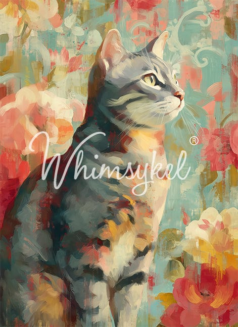 Whimsykel Designs : Decoupage Paper : Gray Tabby 21x29"