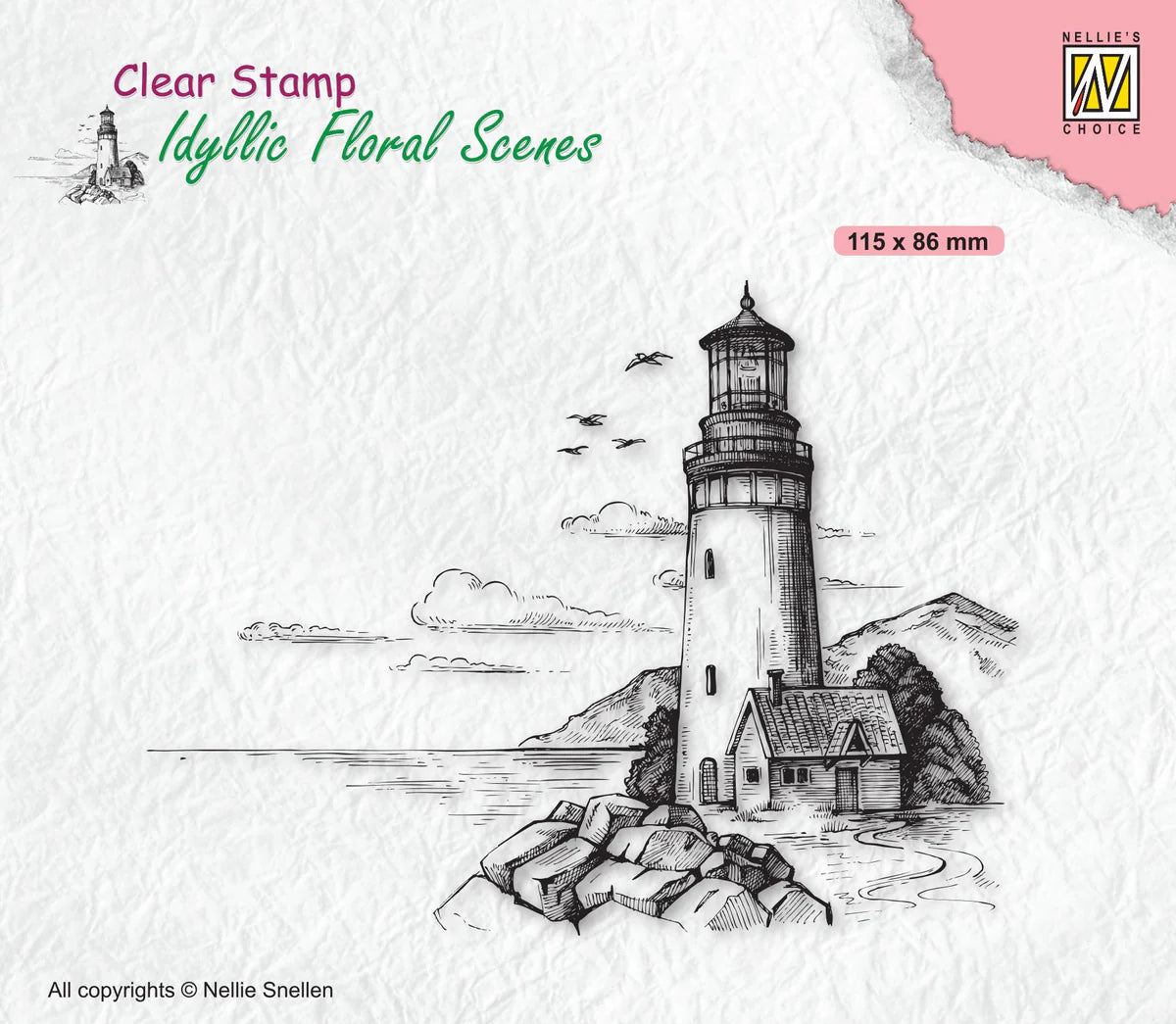 Nellie's Choice Clear Stamp : Idyllic Floral Scenes - Light House