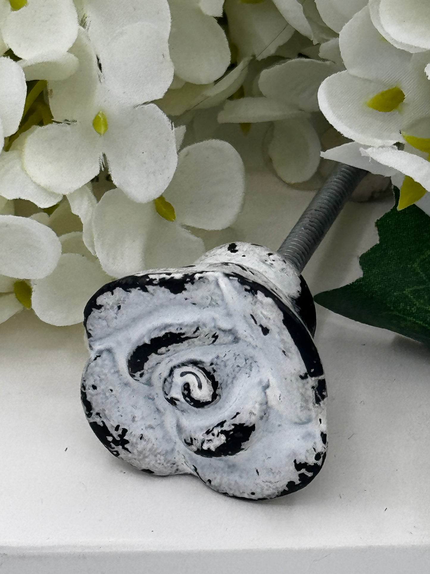 Rose Distressed Knob White