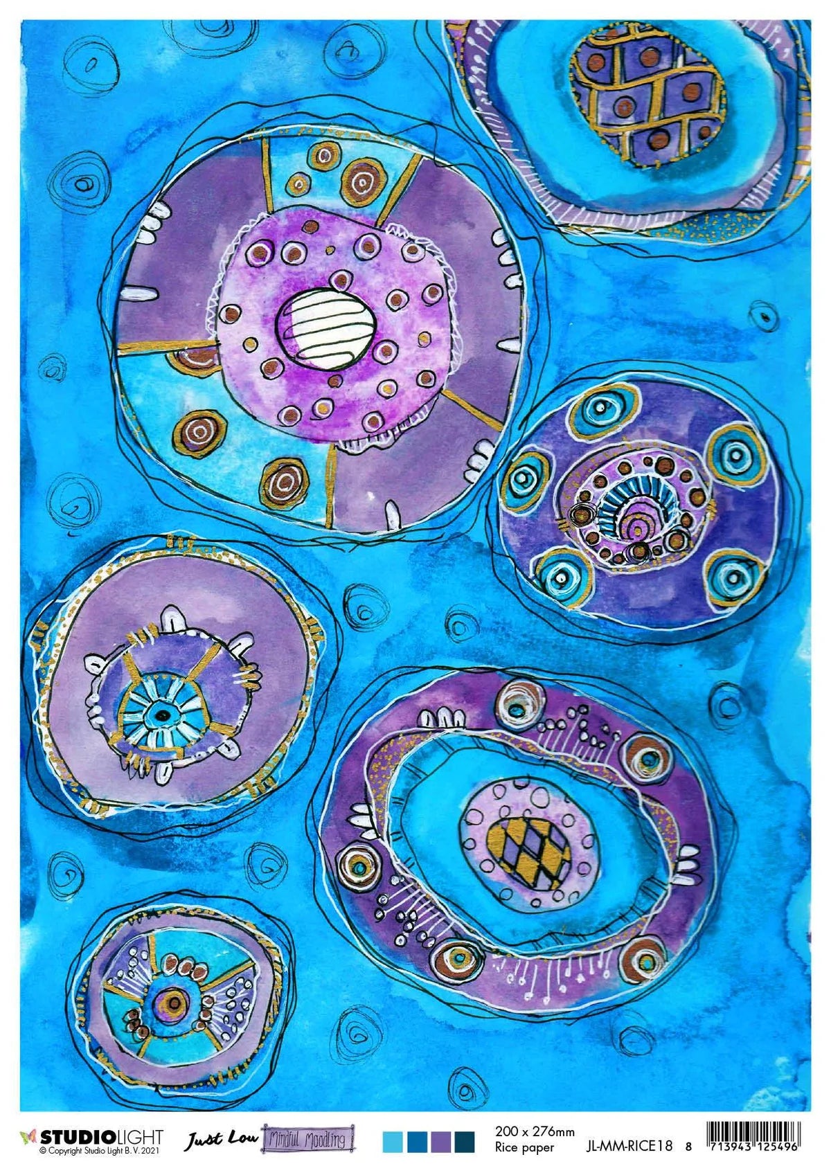 Studio Light - Blue Moodle Mindful Moodling Rice Paper 210x297mm