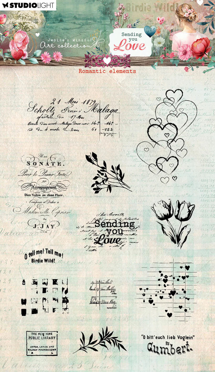 Studio Light - Sending You Love Collection Stamps