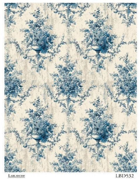 Lablanche - Blue Toile Floral A4 Rice Paper