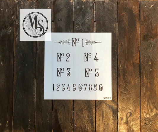 Muddaritaville Stencil  Ornate Numbers Crockery