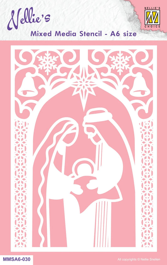 Mixed Media Stencil Nativity A6 Size