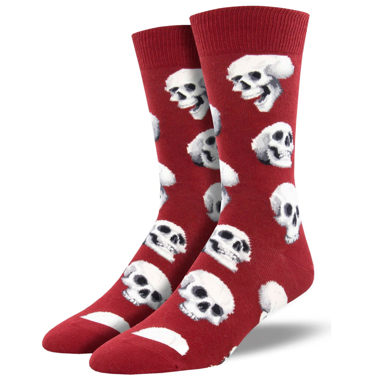 Men's Sacred Skulls Red Cotton Crew Socks