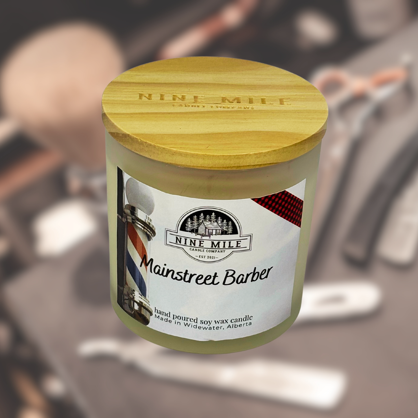 Nine Mile 14 oz Soy Candle Mainstreet Barber