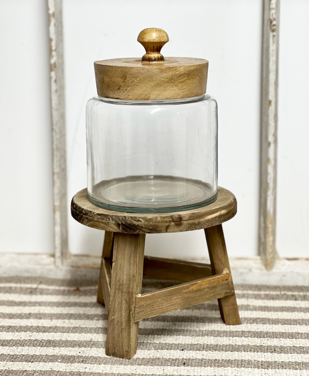 7" Glass Jar With Wooden Lid