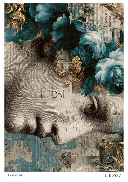 Lablanche - Blue Floral Portrait A4 Rice Paper