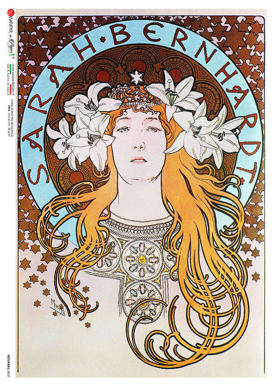 Paper Designs Sarah Bernhardt Portrait Nouveau A4 Decoupage