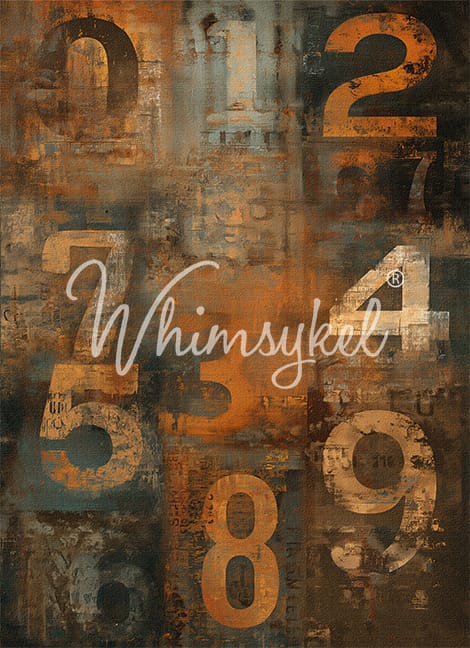 Whimsykel Designs : Decoupage Paper : Number Grunge 21x29"