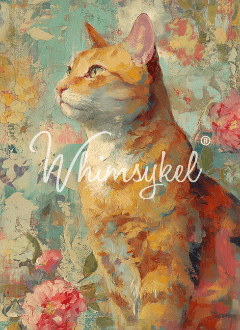 Whimsykel Designs : Decoupage Paper : Orange Tabbly 21x29"