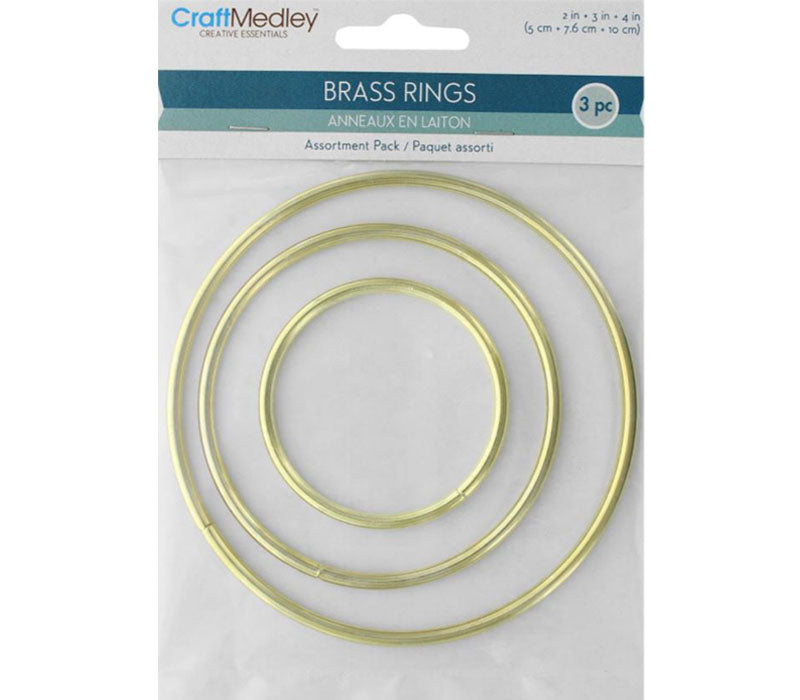 Craft Medley Brass Rings 2" and 3"