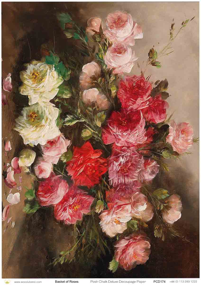 Posh Chalk Decoupage Basket of Roses