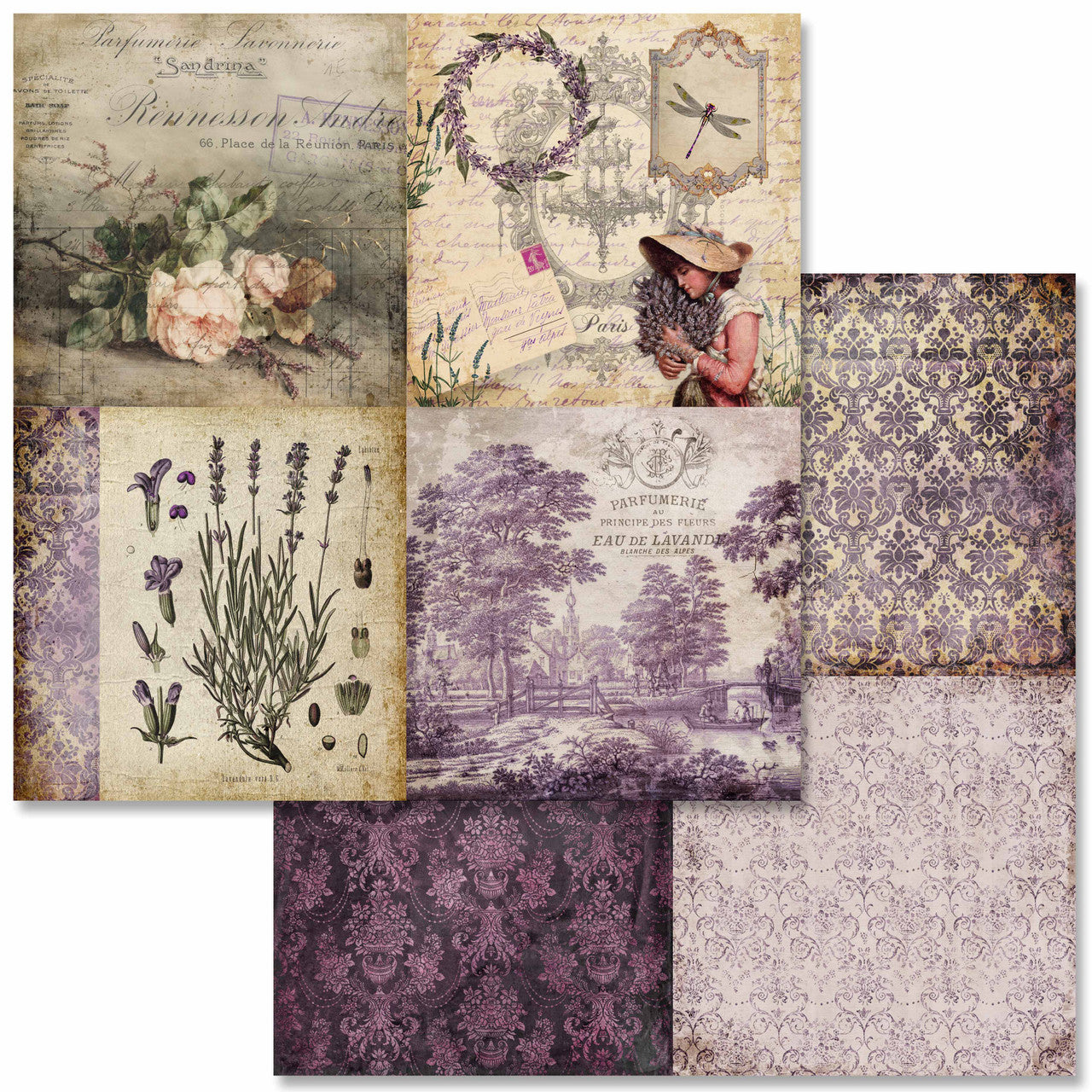 Decoupage Queen : Vintage Lavender Scrapbook Set