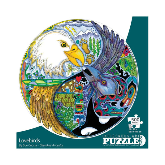 INDIGENOUS LOVEBIRDS ROUND 500 PC PZL