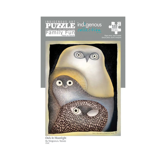 Indigenous Puzzle Owls in the Moonlight