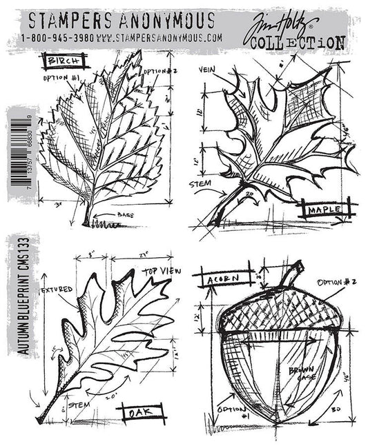Tim Holtz & Stampers Anonymous Autumn Blueprint Stamps