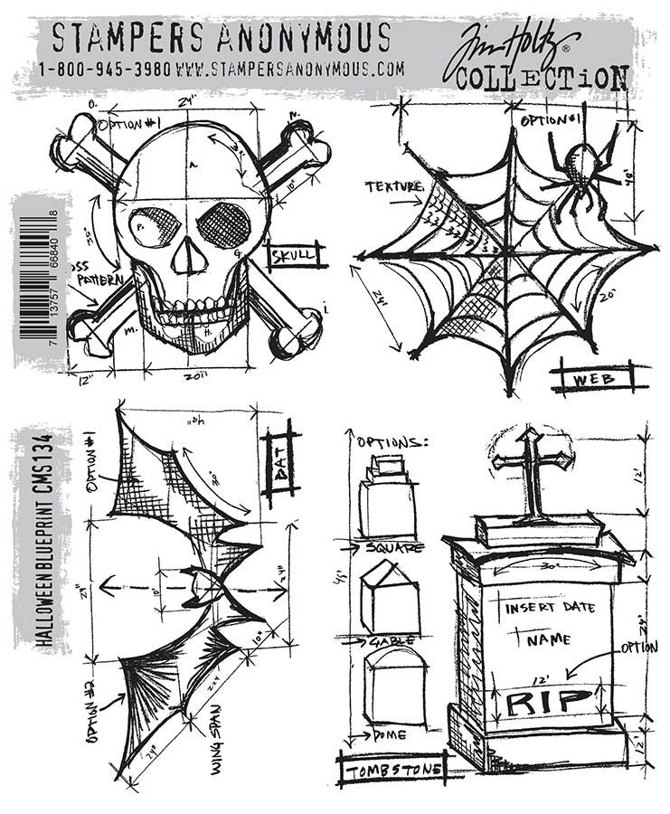 Tim Holtz & Stampers Anonymous Halloween Blueprint Stamps