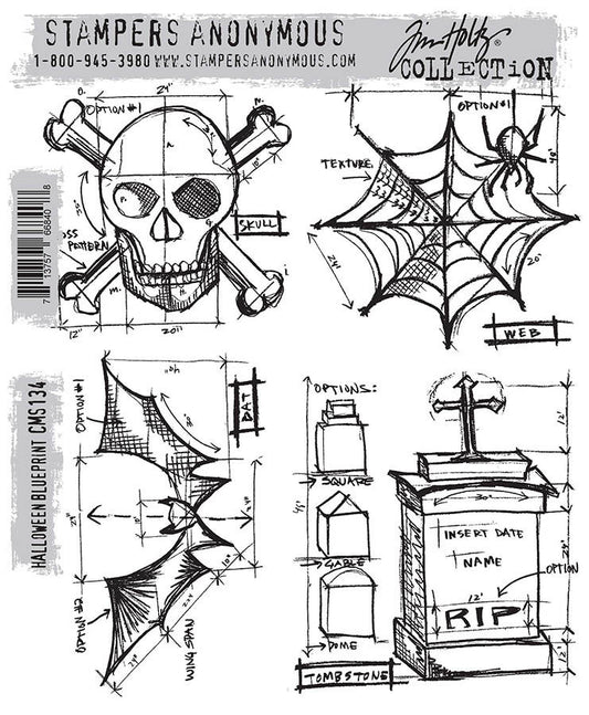 Tim Holtz & Stampers Anonymous Halloween Blueprint Stamps