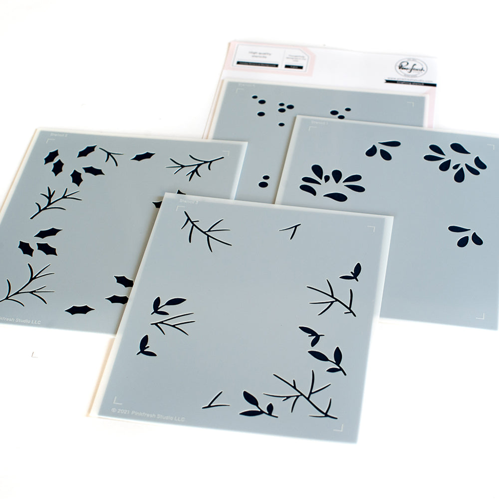 LAYERING STENCIL HOLIDAY BOTANICAL BACGROUND