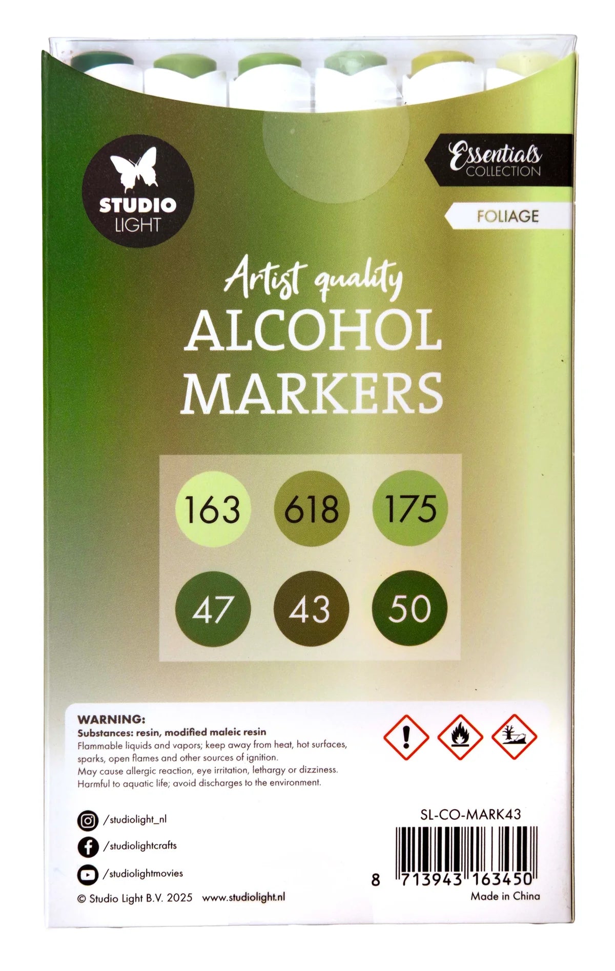 Studio Light - Alcohol Markers - Foliage 6pcs