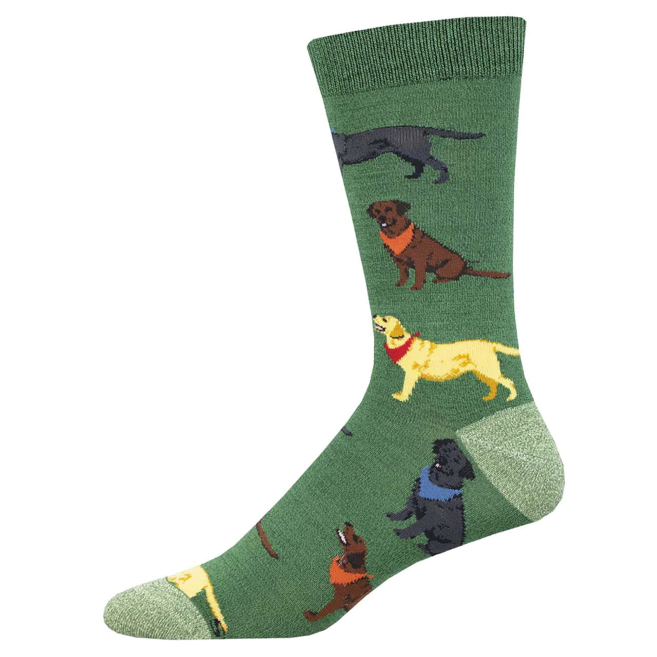 Mens Loving Labradors Green Heather Bamboo Crew