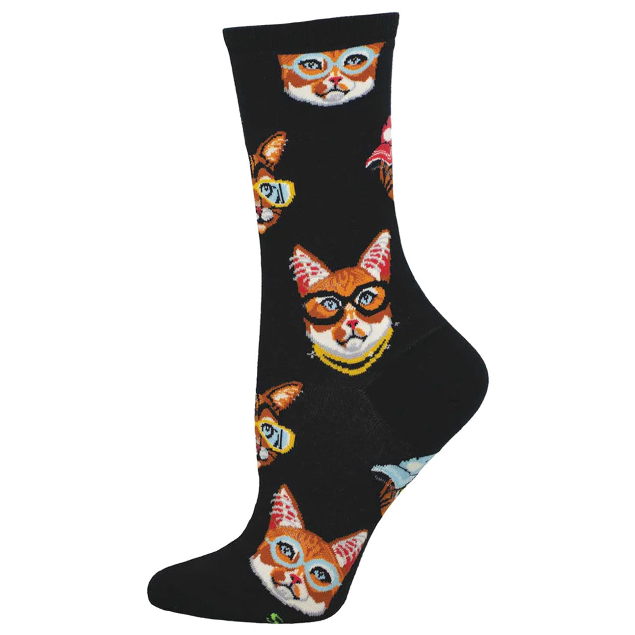 Womens One Cool Cat Black Cotton Crew