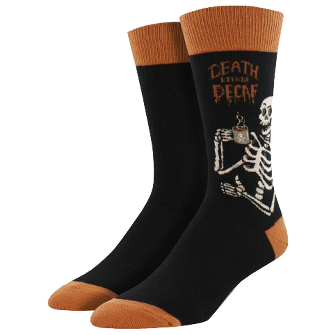 Mens Death Before Decaf Black Cotton Crew