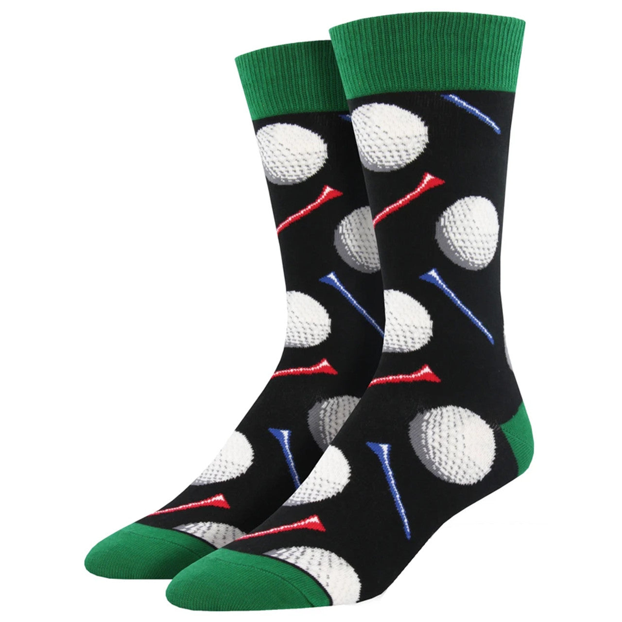 Men's Crew Socks Tee It Up Golf Balls Black