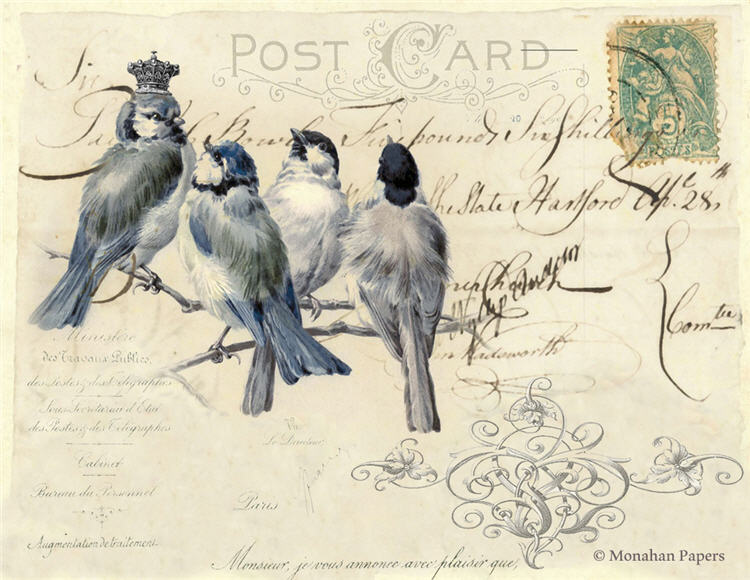 Monahan Papers - Birds, Nests & Florals Papers 11x17"