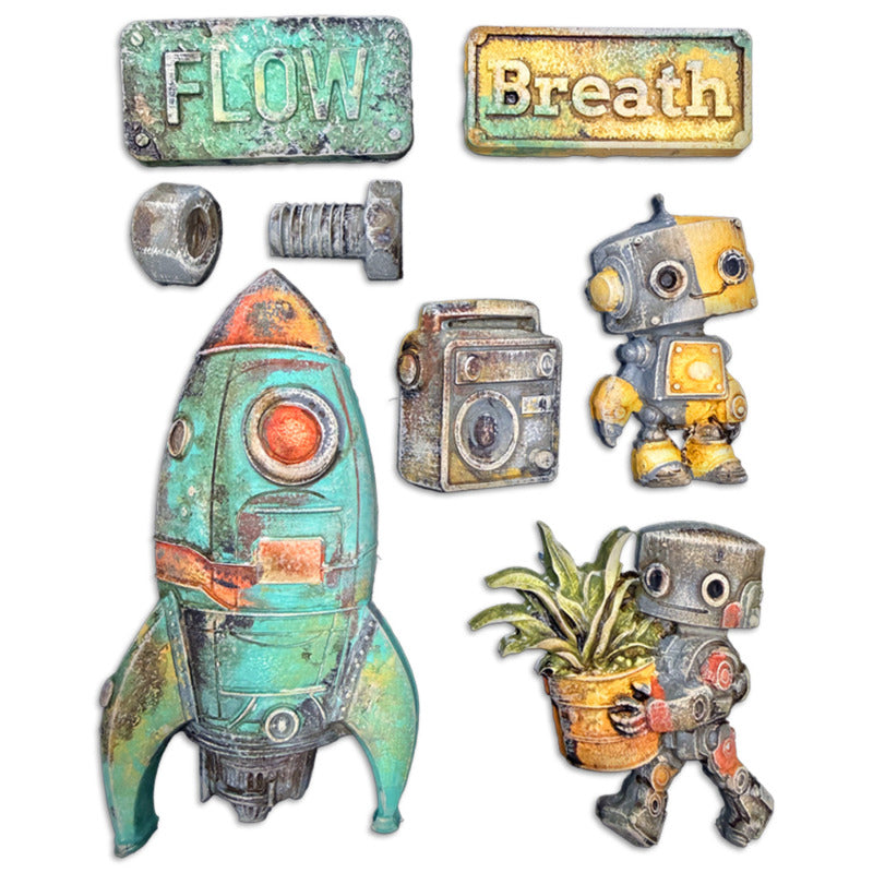 Stamperia A5 Soft Mould New Beginning - Spaceship and Robot