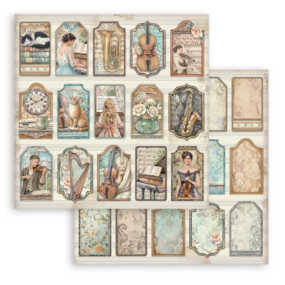 Stamperia 12x12 Patterned Paper Symphony Tags